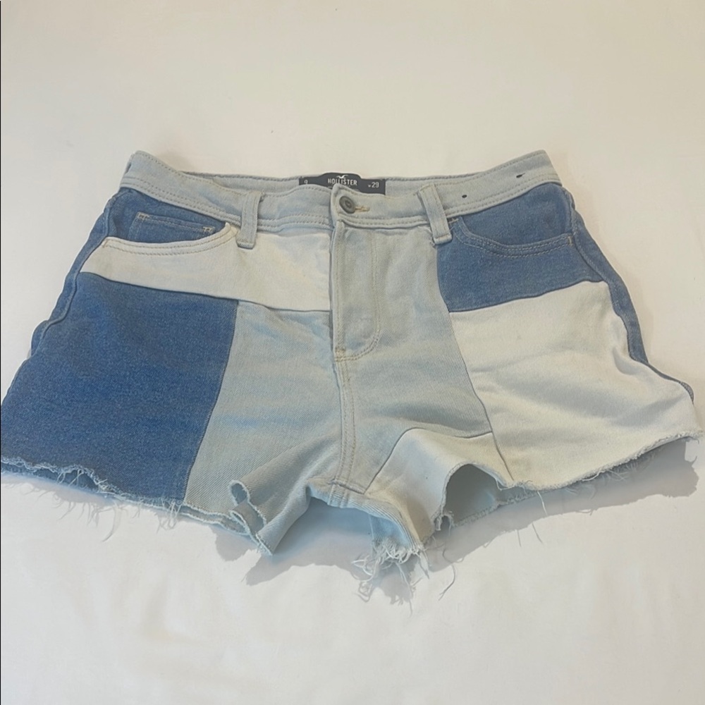 HOLLISTER  SIZE 9 Patchwork Denim Women's Shorts Button Fly